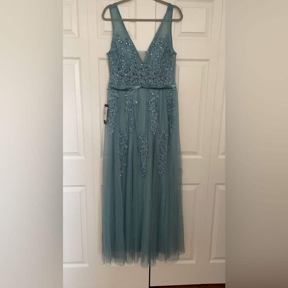 Maxi Long Elegant Ethereal Tulle Prom Dress dusty blue